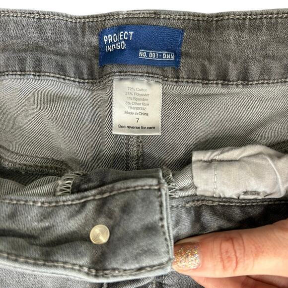 Junior-size 7 project Indigo Gray wash- cargo pocket jeans preowned some stretch - Picture 2 of 5